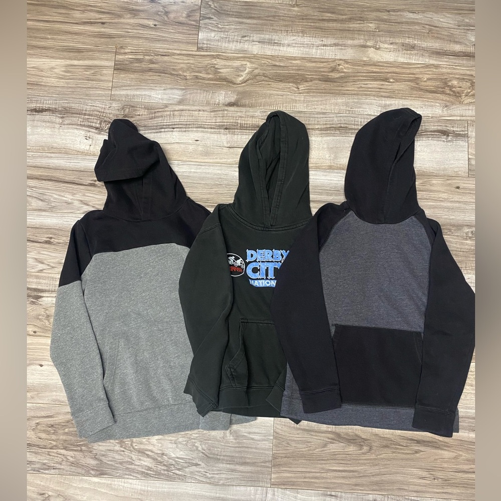 Lot of 3 Tek Gear Hooded Sweatshirt Boys Size Medium Size 10/12 Black Gray BMX
